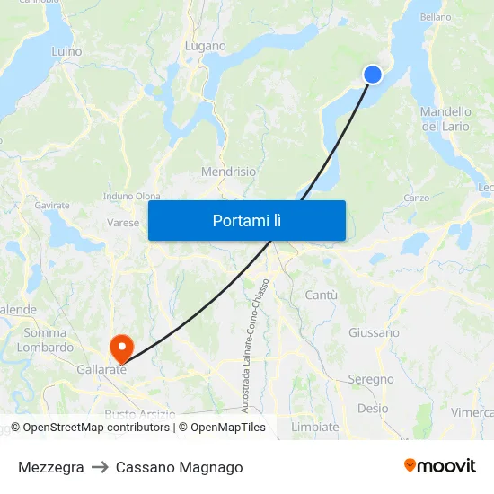 Mezzegra to Cassano Magnago map