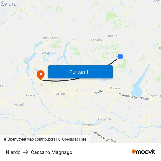 Niardo to Cassano Magnago map