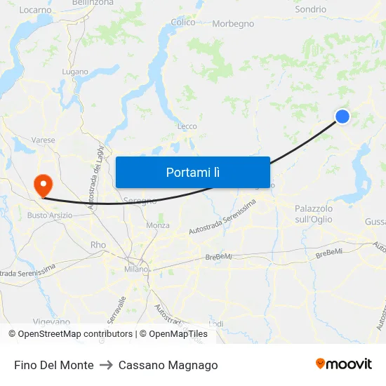 Fino Del Monte to Cassano Magnago map