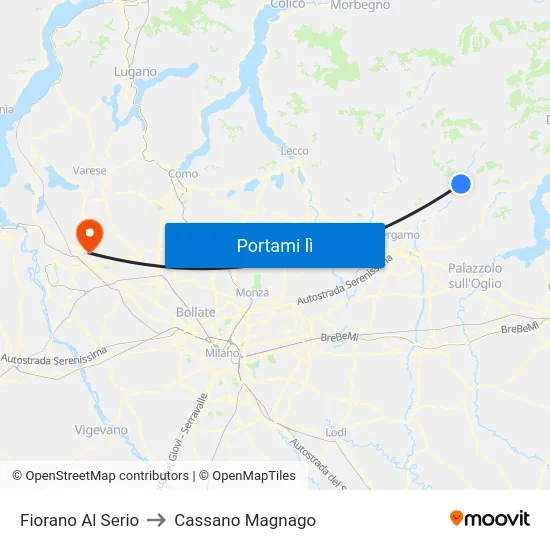 Fiorano Al Serio to Cassano Magnago map