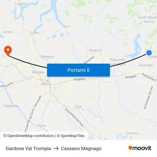 Gardone Val Trompia to Cassano Magnago map