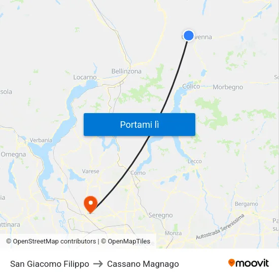 San Giacomo Filippo to Cassano Magnago map