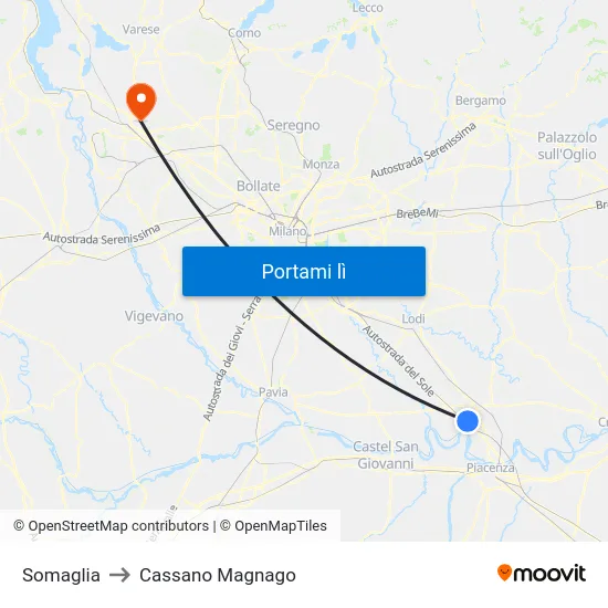 Somaglia to Cassano Magnago map