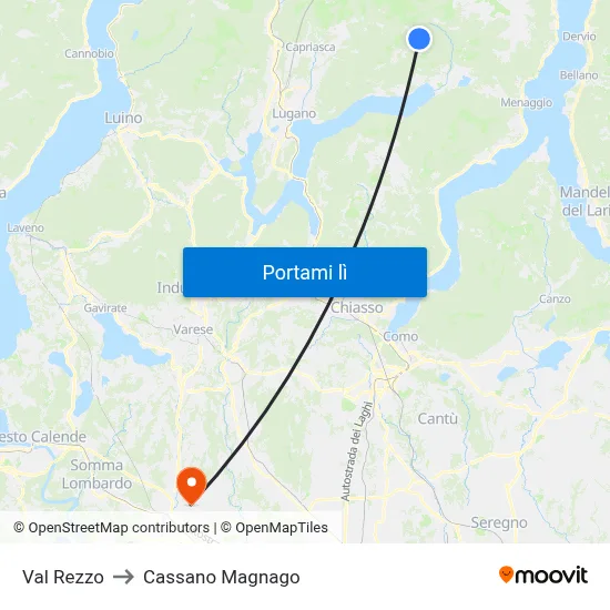 Val Rezzo to Cassano Magnago map