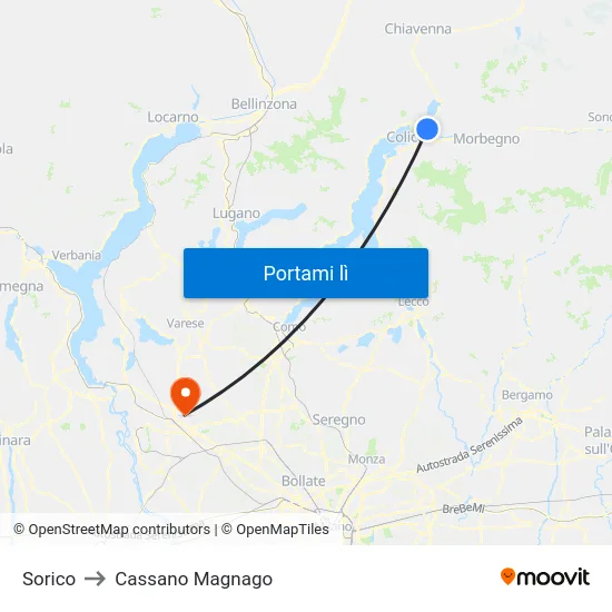 Sorico to Cassano Magnago map