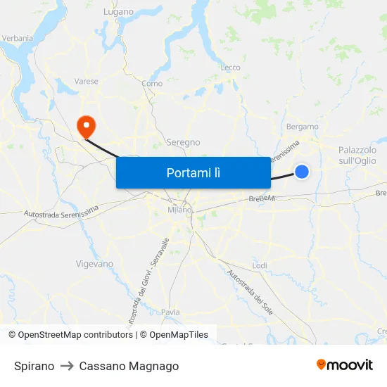 Spirano to Cassano Magnago map