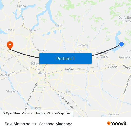 Sale Marasino to Cassano Magnago map