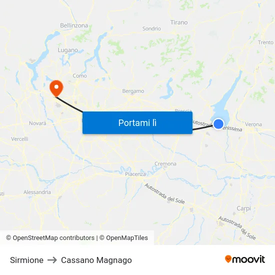 Sirmione to Cassano Magnago map