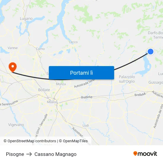 Pisogne to Cassano Magnago map