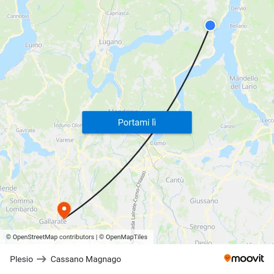 Plesio to Cassano Magnago map