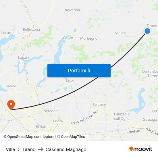 Villa Di Tirano to Cassano Magnago map
