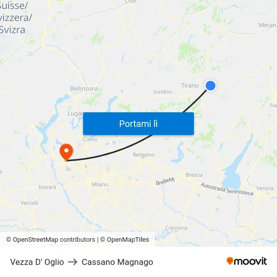 Vezza D' Oglio to Cassano Magnago map