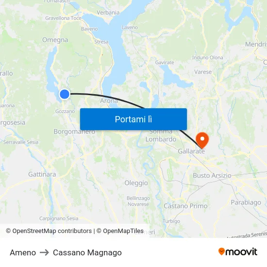Ameno to Cassano Magnago map