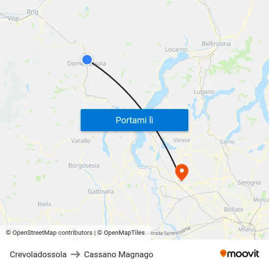 Crevoladossola to Cassano Magnago map