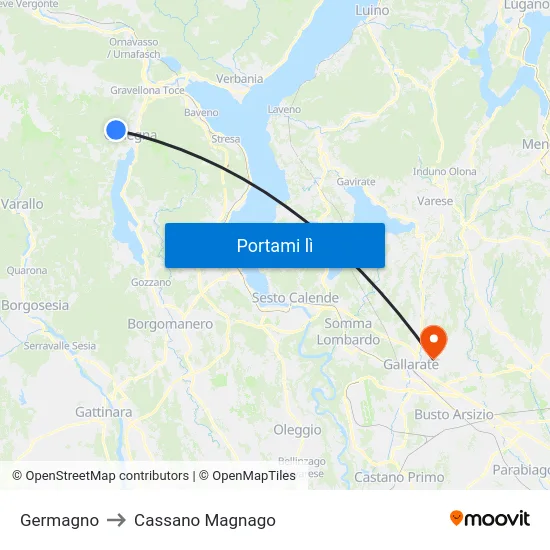 Germagno to Cassano Magnago map