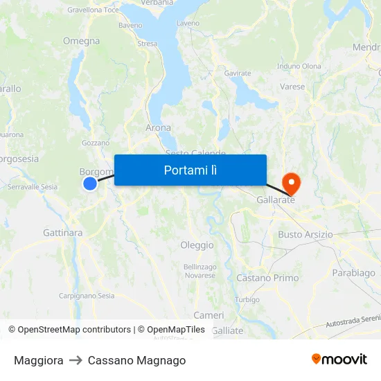 Maggiora to Cassano Magnago map