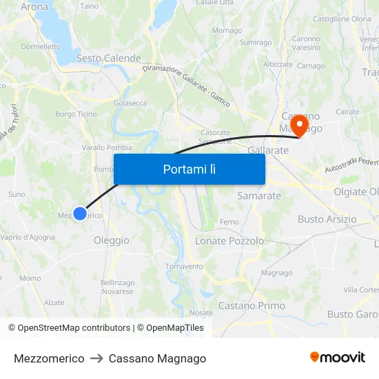 Mezzomerico to Cassano Magnago map