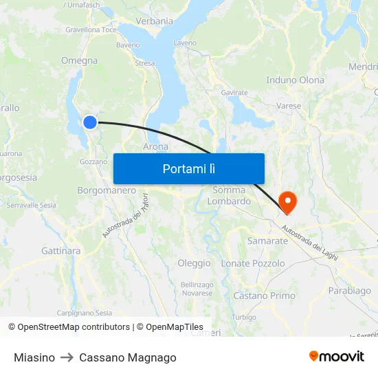 Miasino to Cassano Magnago map