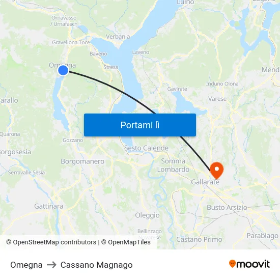 Omegna to Cassano Magnago map