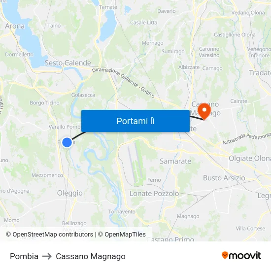 Pombia to Cassano Magnago map