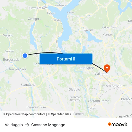 Valduggia to Cassano Magnago map