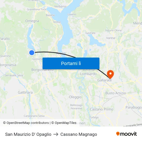 San Maurizio D' Opaglio to Cassano Magnago map