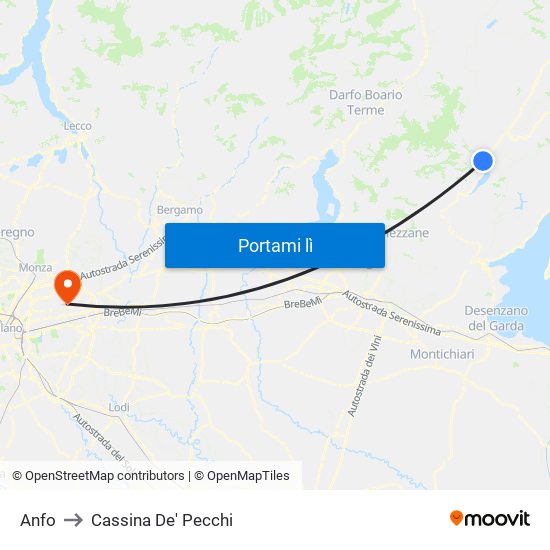 Anfo to Cassina De' Pecchi map