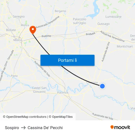 Sospiro to Cassina De' Pecchi map
