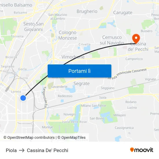 Piola to Cassina De' Pecchi map