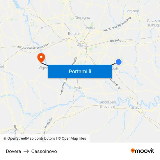 Dovera to Cassolnovo map