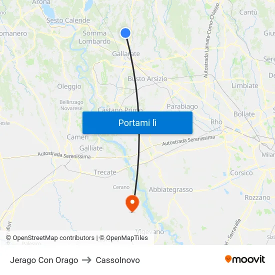 Jerago Con Orago to Cassolnovo map