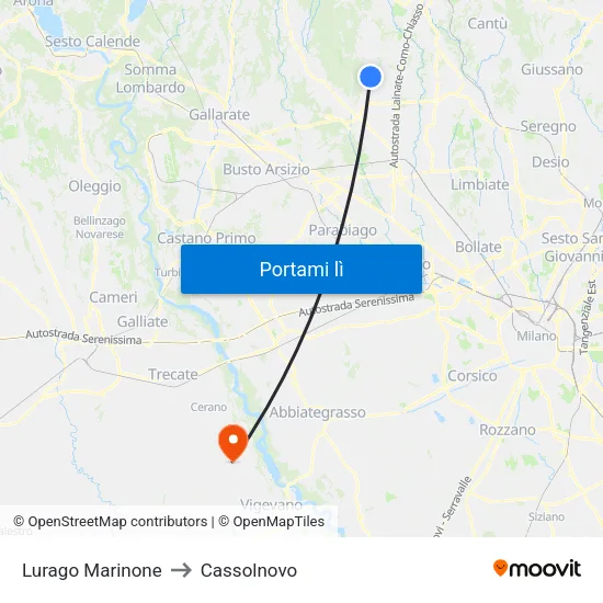 Lurago Marinone to Cassolnovo map
