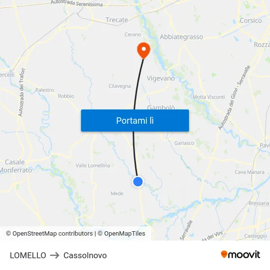 LOMELLO to Cassolnovo map