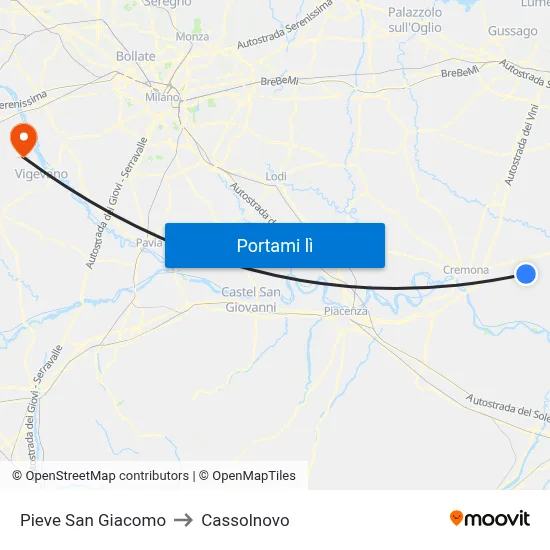 Pieve San Giacomo to Cassolnovo map