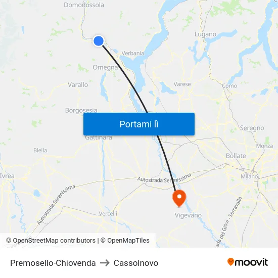 Premosello-Chiovenda to Cassolnovo map