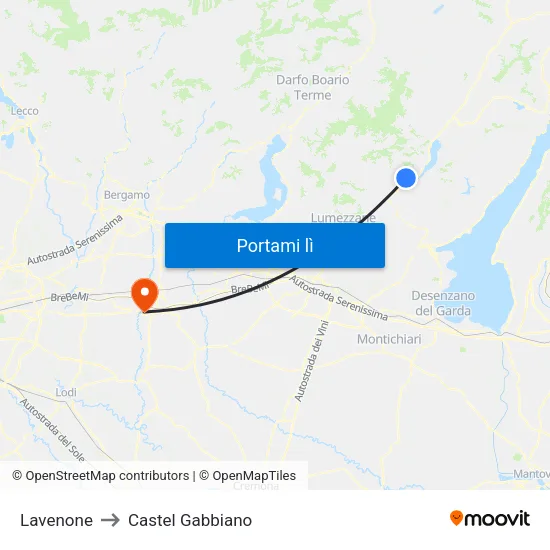 Lavenone to Castel Gabbiano map