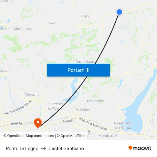 Ponte Di Legno to Castel Gabbiano map