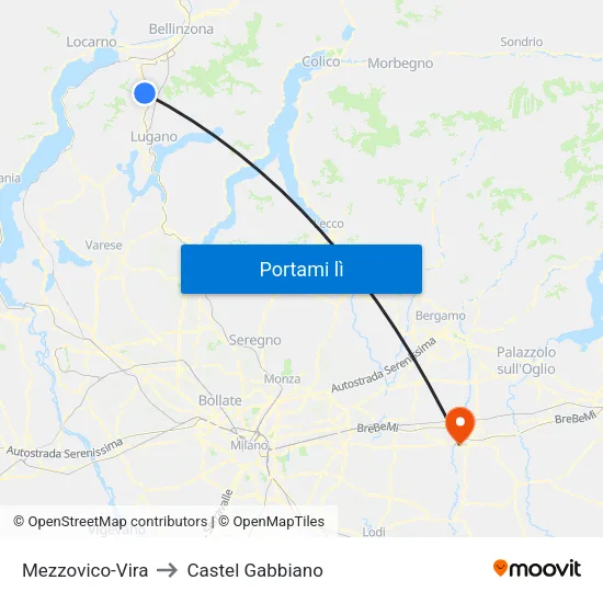 Mezzovico-Vira to Castel Gabbiano map