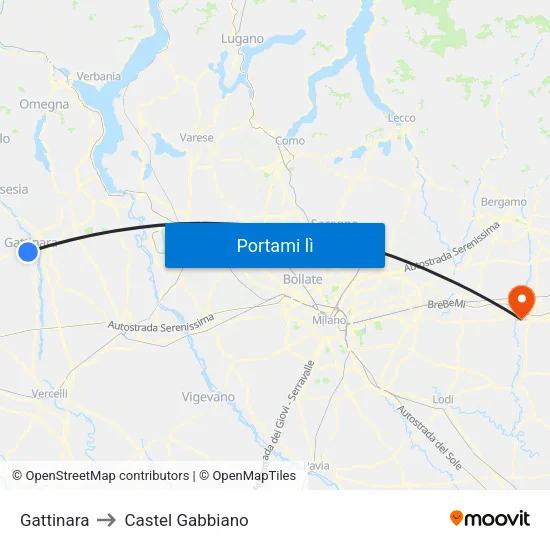 Gattinara to Castel Gabbiano map