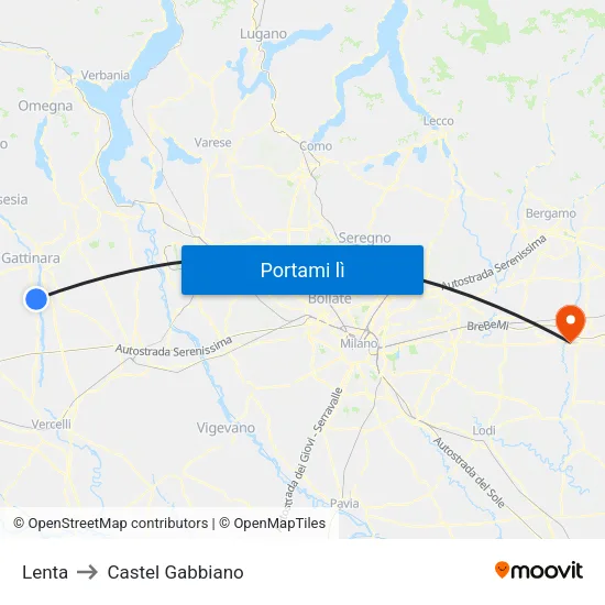 Lenta to Castel Gabbiano map