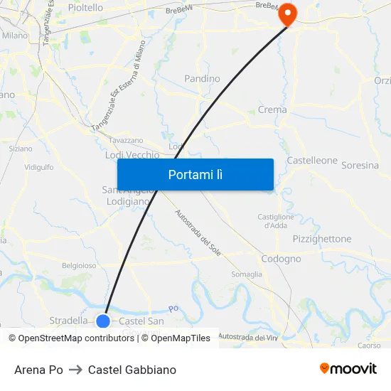 Arena Po to Castel Gabbiano map