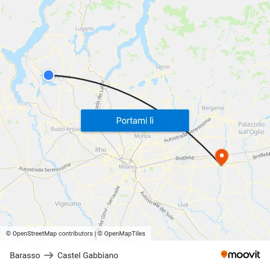 Barasso to Castel Gabbiano map
