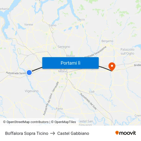 Boffalora Sopra Ticino to Castel Gabbiano map