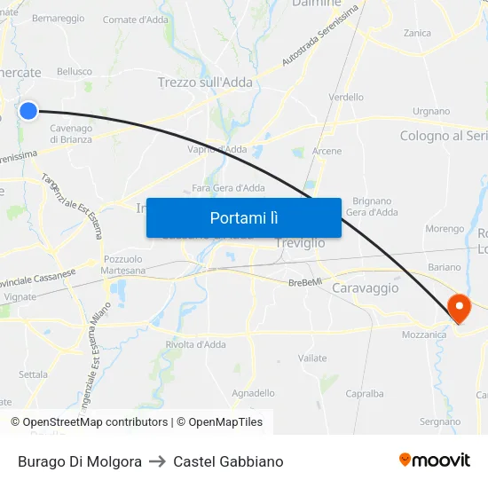 Burago Di Molgora to Castel Gabbiano map