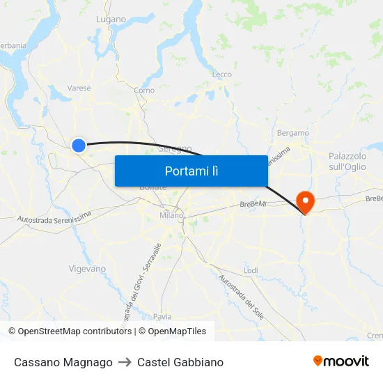 Cassano Magnago to Castel Gabbiano map