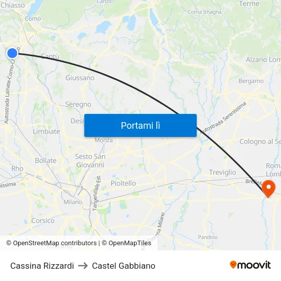 Cassina Rizzardi to Castel Gabbiano map