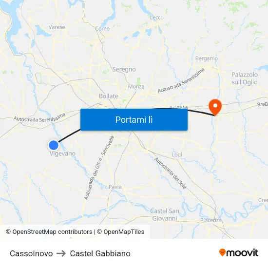 Cassolnovo to Castel Gabbiano map