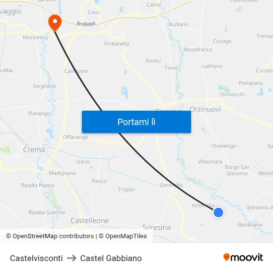 Castelvisconti to Castel Gabbiano map