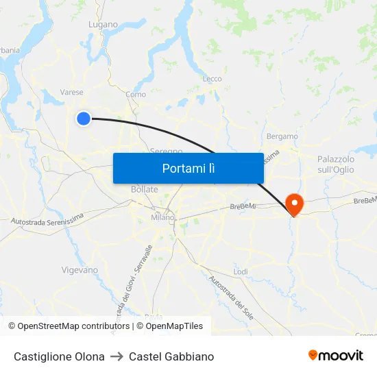 Castiglione Olona to Castel Gabbiano map