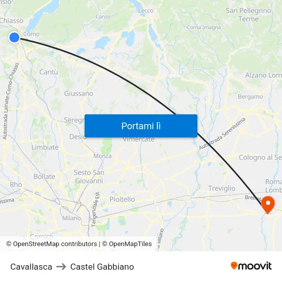 Cavallasca to Castel Gabbiano map